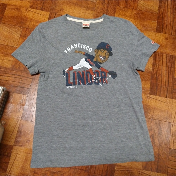 Francisco Lindor Cleveland Indians Baseball Tshirt Caricature Men's Medium - Picture 2 of 3
